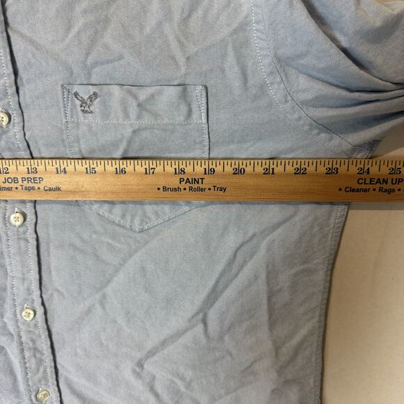 American Eagle Outfitters Shirt Mens Large Blue Cotton Athletic Fit Button Up - Picture 12 of 14